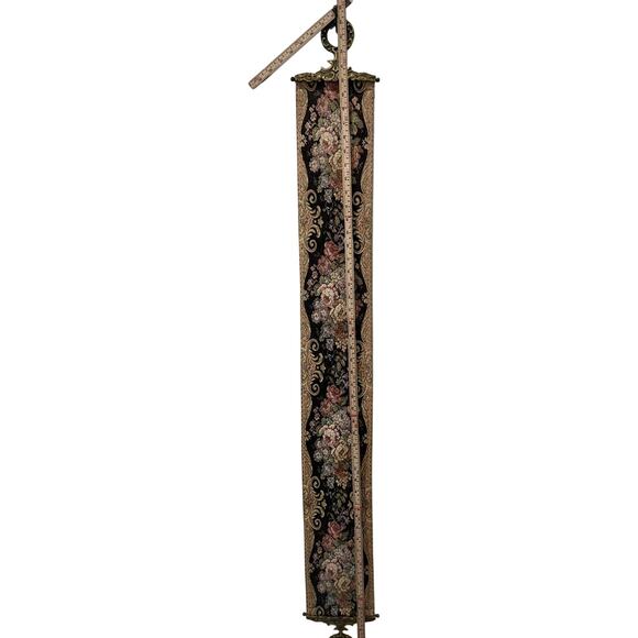 Vintage Floral Tapestry Bell Pull 54" Wall Hanging Brass Hardware Victorian Era - Picture 16 of 16